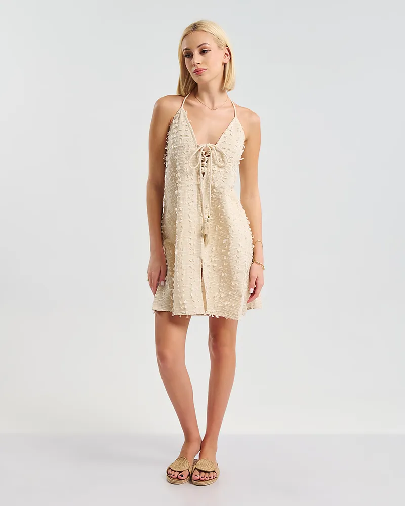 ΦΟΡΕΜΑ ΚΟΝΤΟ ΣΕ  ΜΠΕΖ ΧΡΩΜΑ ONE SIZE ( 100% COTTON)