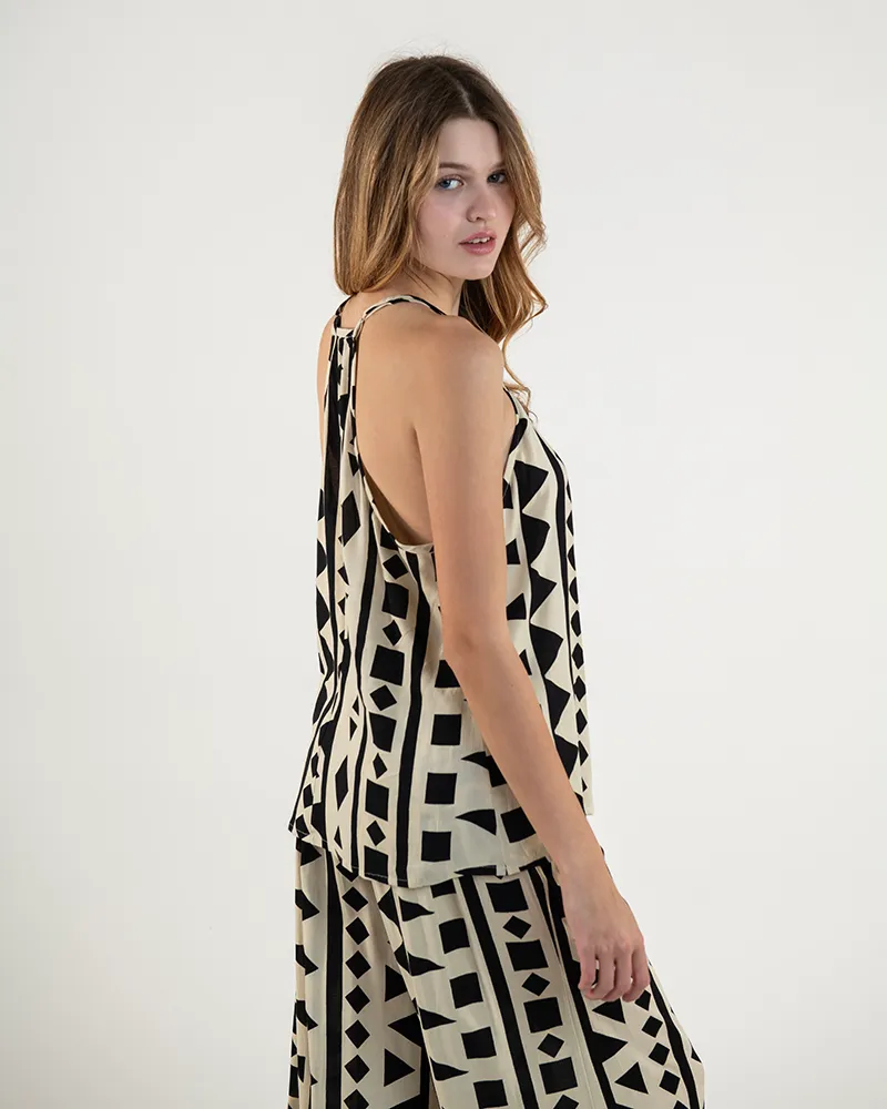 S/2 ΤΟΠ ΚΑΙ ΠΑΝΤΕΛΟΝΑ ΣΕ ΜΑΥΡΟ/ΛΕΥΚΟ ONE SIZE (100% RAYON)