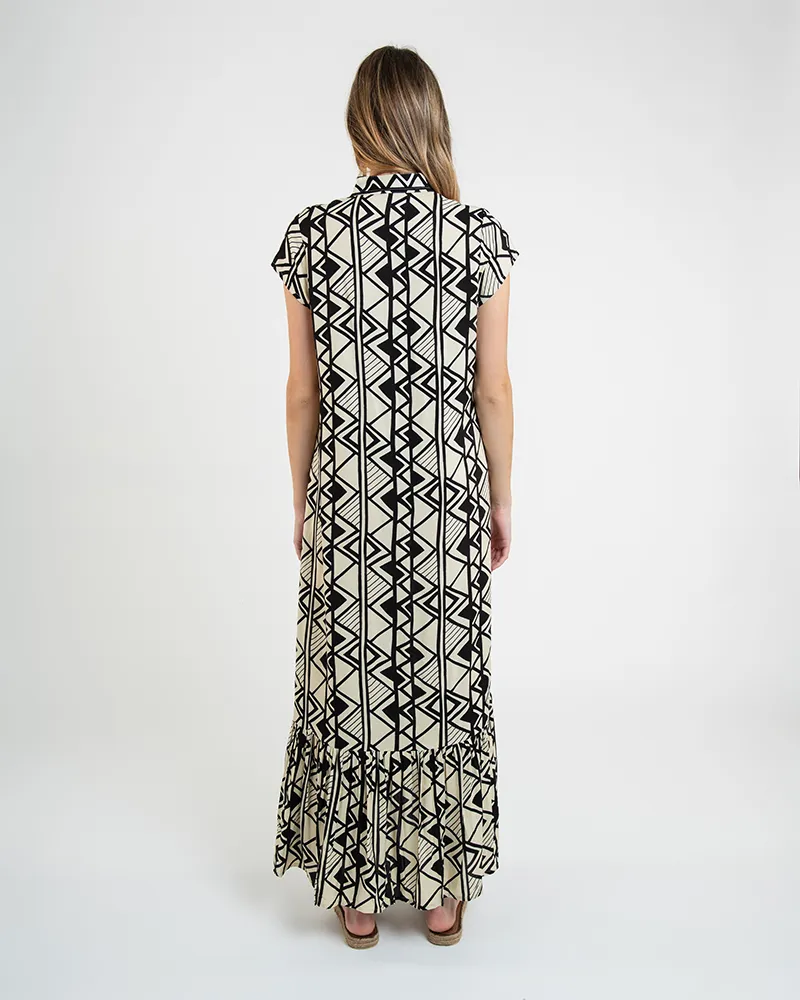 ΦΟΡΕΜΑ ΜΑΚΡΥ ΣΕ ΛΕΥKO/ΜΑΥΡΟ ΜΕ ΛΕΠΤΟΜΕΡΕΙΕΣ ΚΟΥΜΠΙΑ ONE SIZE  (100% RAYON)