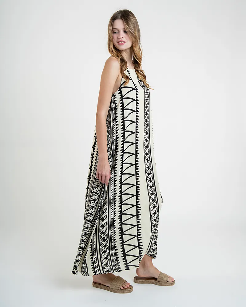 ΦΟΡΕΜΑ ΜΑΚΡΥ ΣΕ ΕΚΡΟΥ ΧΡΩΜΑ ΜΕ ΣΧΕΔΙΑ ONE SIZE  (100% RAYON)