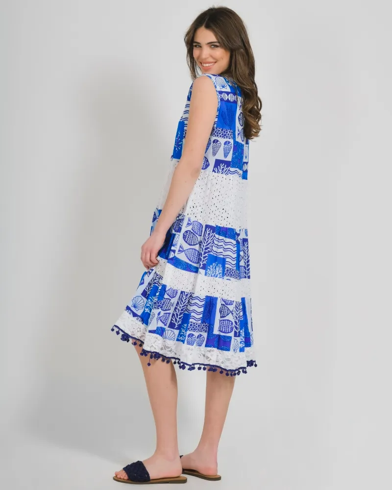 ΦΟΡΕΜΑ ΑΜΑΝΙΚΟ ΜΠΛΕ ΛΕΥΚΟ ΜΕ ΨΑΡΙΑ S/M ( 100% COTTON)