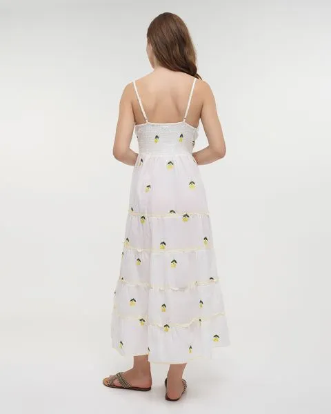 ΦΟΡΕΜΑ ΜΑΚΡΥ ΑΜΑΝΙΚΟ ΛΕΥΚΟ ΜΕ ΛΕΜΟΝΙΑ ONE SIZE (100% COTTON)