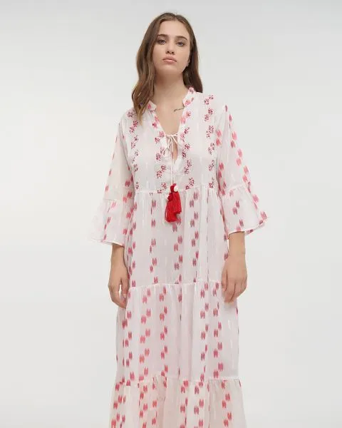 ΦΟΡΕΜΑ/ΚΑΦΤΑΝΙ ΜΑΚΡΥ ΛΕΥΚΟ/ΚΟΚΚΙΝΟ ONE SIZE (100% COTTON)