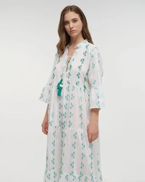 ΦΟΡΕΜΑ/ΚΑΦΤΑΝΙ ΜΑΚΡΥ ΛΕΥΚΟ/ΠΡΑΣΙΝΟ ONE SIZE (100% COTTON)