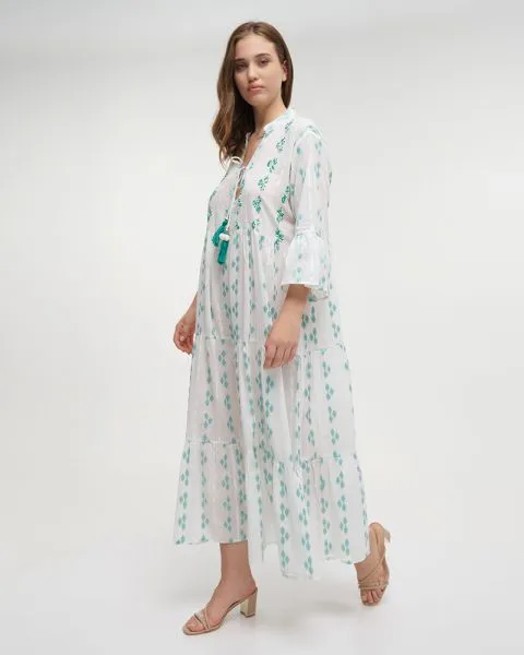 ΦΟΡΕΜΑ/ΚΑΦΤΑΝΙ ΜΑΚΡΥ ΛΕΥΚΟ/ΠΡΑΣΙΝΟ ONE SIZE (100% COTTON)