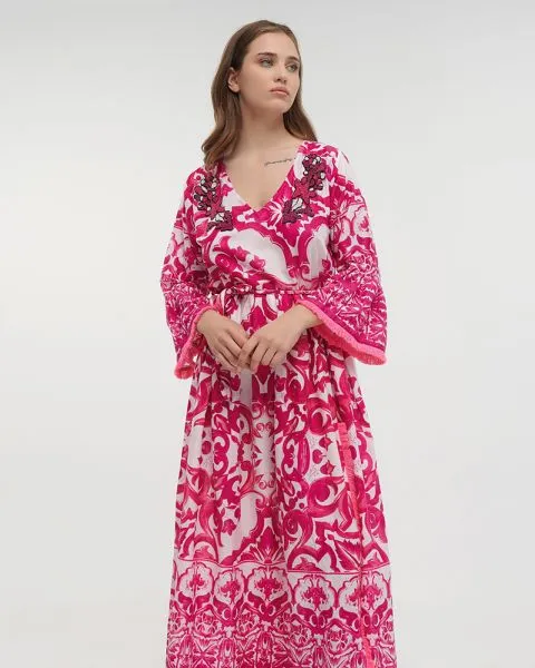 ΦΟΡΕΜΑ/ΠΟΥΚΑΜΙΣΑ ΜΑΚΡΙΑ ΦΟΥΞ/ΛΕΥΚΟ ΜΕ ΚΕΝΤΗΜΑΤΑ S/M (100% COTTON)