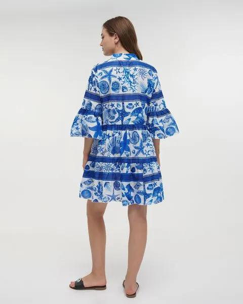 ΦΟΡΕΜΑ/ΚΑΦΤΑΝΙ ΛΕΥΚΟ/ΜΠΛΕ ΜΕ ΑΣΤΕΡΙΕΣ ΚΑΙ ΚΟΧΥΛΙΑ S/M (100% COTTON)