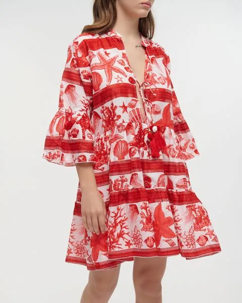 ΦΟΡΕΜΑ/ΚΑΦΤΑΝΙ ΛΕΥΚΟ/ΚΟΚΚΙΝΟ ΜΕ ΑΣΤΕΡΙΕΣ ΚΑΙ ΚΟΧΥΛΙΑ M/L (100% COTTON)