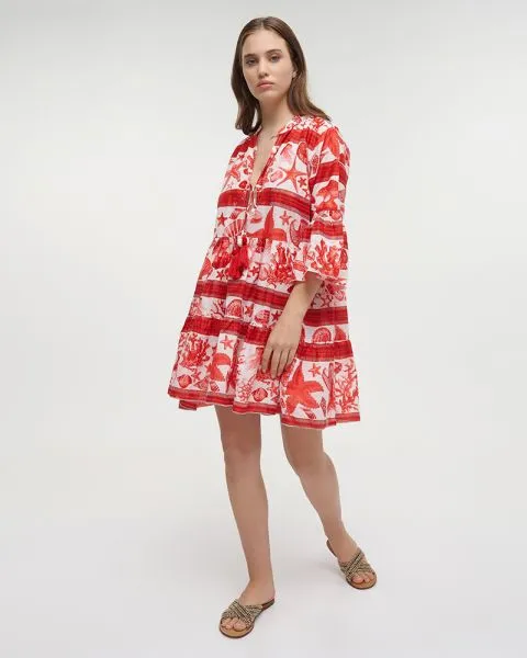 ΦΟΡΕΜΑ/ΚΑΦΤΑΝΙ ΛΕΥΚΟ/ΚΟΚΚΙΝΟ ΜΕ ΑΣΤΕΡΙΕΣ ΚΑΙ ΚΟΧΥΛΙΑ L/XL (100% COTTON)