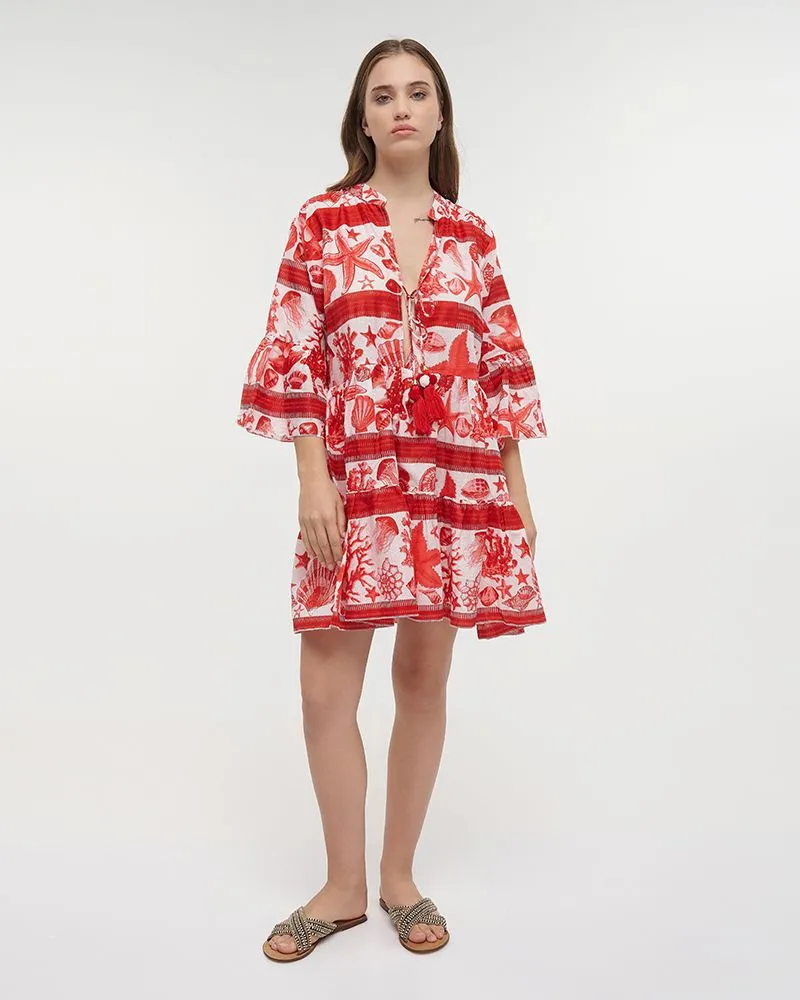 ΦΟΡΕΜΑ/ΚΑΦΤΑΝΙ ΛΕΥΚΟ/ΚΟΚΚΙΝΟ ΜΕ ΑΣΤΕΡΙΕΣ ΚΑΙ ΚΟΧΥΛΙΑ L/XL (100% COTTON)