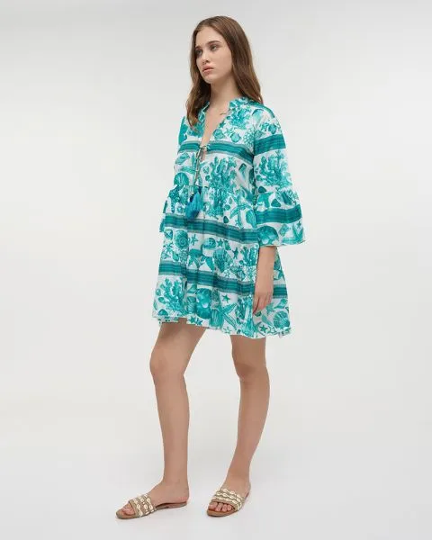 ΦΟΡΕΜΑ/ΚΑΦΤΑΝΙ ΛΕΥΚΟ/ΠΡΑΣΙΝΟ ΜΕ ΑΣΤΕΡΙΕΣ ΚΑΙ ΚΟΧΥΛΙΑ L/XL (100% COTTON)