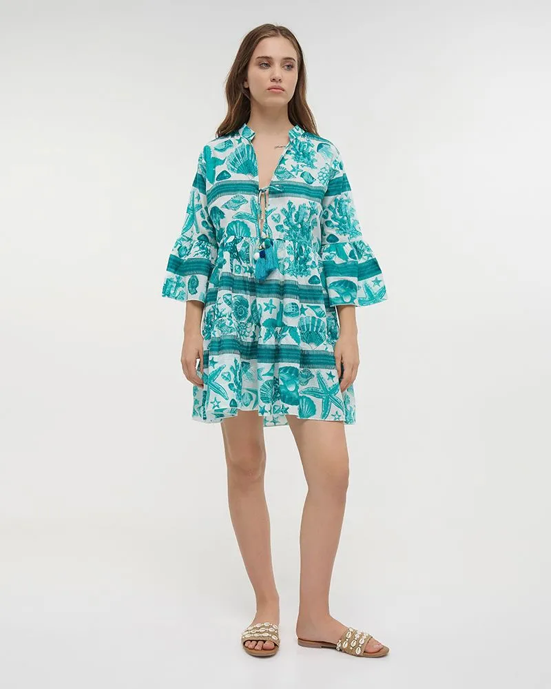 ΦΟΡΕΜΑ/ΚΑΦΤΑΝΙ ΛΕΥΚΟ/ΠΡΑΣΙΝΟ ΜΕ ΑΣΤΕΡΙΕΣ ΚΑΙ ΚΟΧΥΛΙΑ L/XL (100% COTTON)