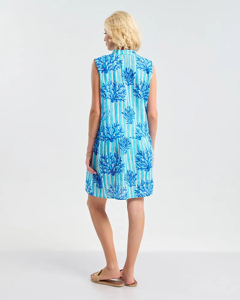 ΚΑΦΤΑΝΙ ΑΜΑΝΙΚΟ ΛΕΥΚΌ/ΤΥΡΚΟΥΑΖ ΜΕ ΜΠΛΕ ΛΕΠΤΟΜΕΡΕΙΕΣ L/XL ( 100% COTTON)