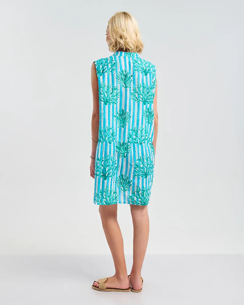 ΚΑΦΤΑΝΙ ΑΜΑΝΙΚΟ ΛΕΥΚΌ/ΓΑΛΑΖΙΟ ΜΕ ΤΥΡΚΟΥΑΖ ΛΕΠΤΟΜΕΡΕΙΕΣ S/M ( 100% COTTON)