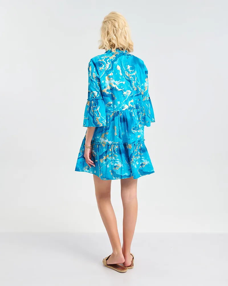 ΚΑΦΤΑΝΙ/ΦΟΡΕΜΑ ΣΕ ΓΑΛΑΖΙΟ/ΧΡΥΣΟ ΜΕ ΦΟΥΝΤΑΚΙΑ S/M (50% COTTON 50% POLYESTER)