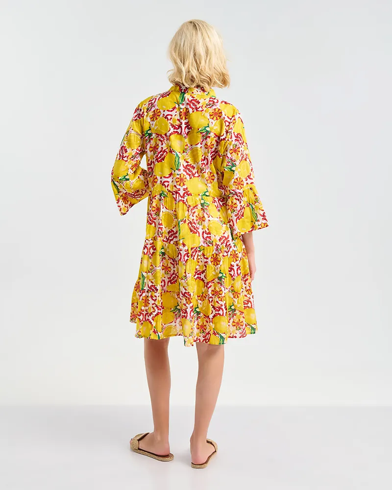 ΦΟΡΕΜΑ/ΚΑΦΤΑΝΙ ΜΕ ΜΑΝΙΚΙΑ ΛΕΥΚΟ/ΚΙΤΡΙΝΟ/ΚΟΚΚΙΝΟ S/M (100% COTTON)