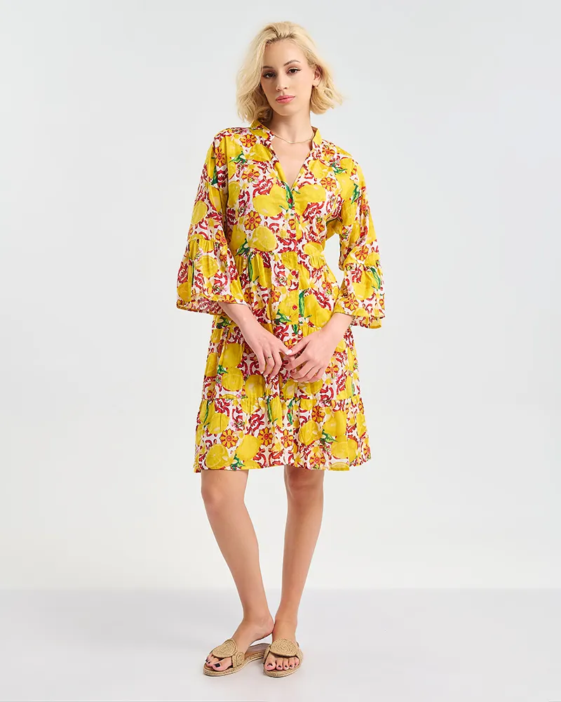 ΦΟΡΕΜΑ/ΚΑΦΤΑΝΙ ΜΕ ΜΑΝΙΚΙΑ ΛΕΥΚΟ/ΚΙΤΡΙΝΟ/ΚΟΚΚΙΝΟ L/XL (100% COTTON)