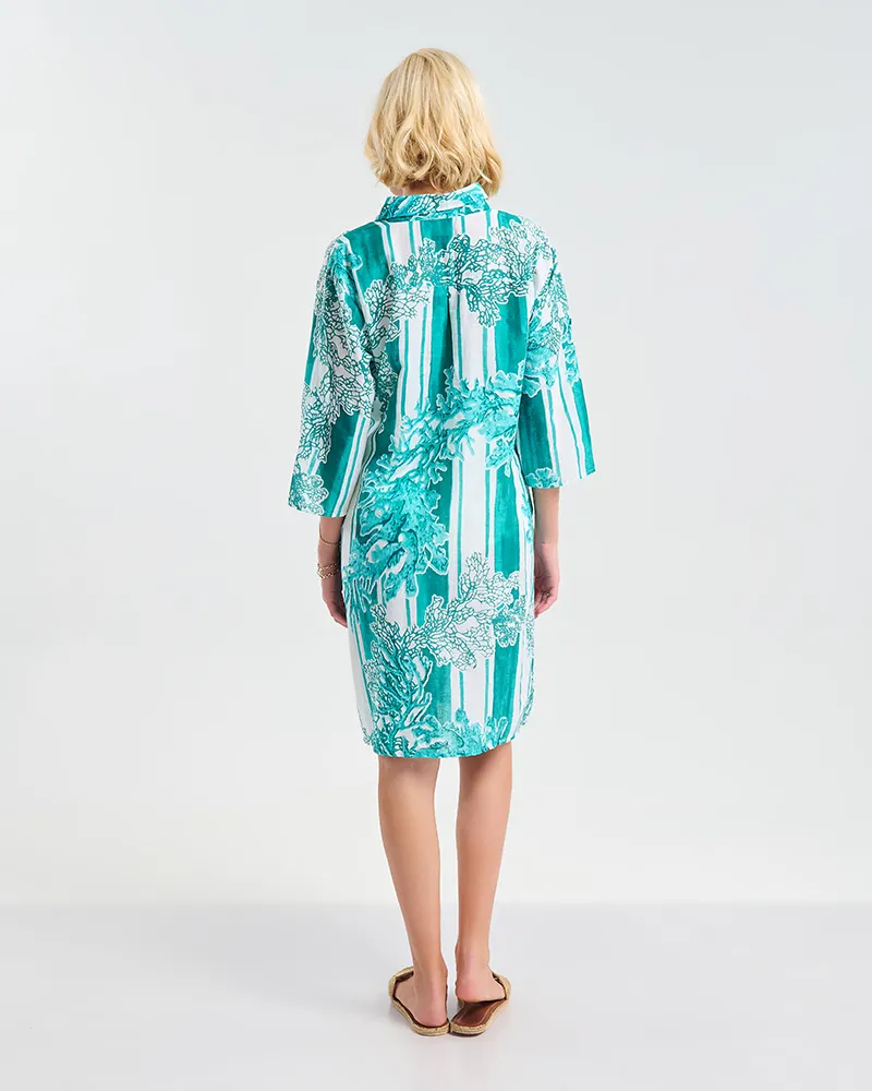 ΚΑΦΤΑΝΙ ΜΕ ΜΑΝΙΚΙΑ ΛΕΥΚΟ ΜΕ ΤΥΡΚΟΥΑΖ ΚΕΝΤΗΜΑΤΑ ONE SIZE (100% COTTON)