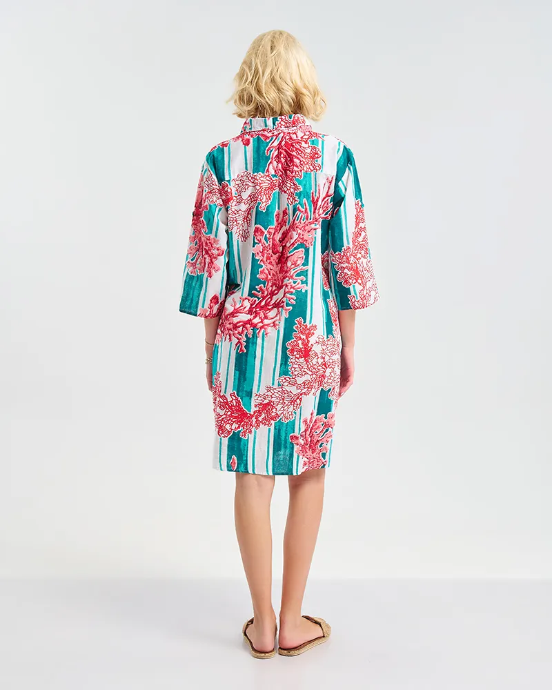 ΚΑΦΤΑΝΙ ΜΕ ΜΑΝΙΚΙΑ ΛΕΥΚΟ ΜΕ ΚΟΚΚΙΝΟ/ΡΟΖ ΚΕΝΤΗΜΑΤΑ ONE SIZE (100% COTTON)