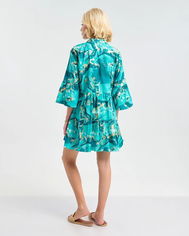 ΚΑΦΤΑΝΙ/ΦΟΡΕΜΑ ΣΕ ΤΥΡΚΟΥΑΖ/ΧΡΥΣΟ ΜΕ ΦΟΥΝΤΑΚΙΑ L/XL (100% COTTON)