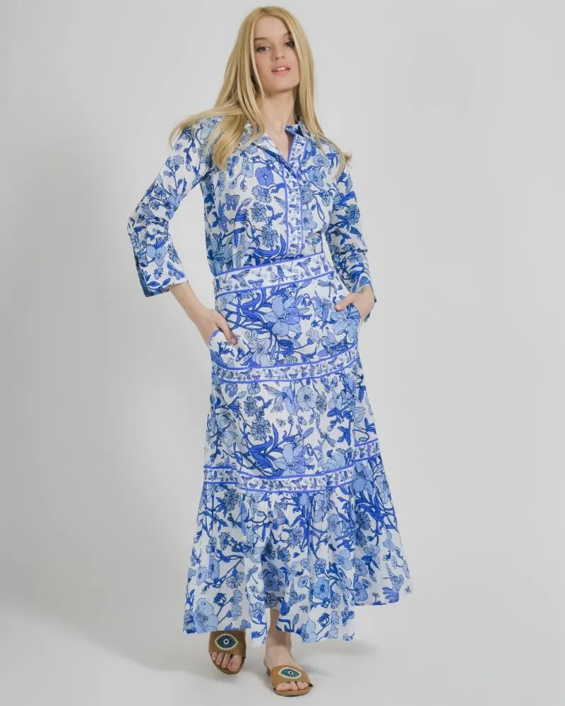 ΦΟΥΣΤΑ ΛΕΥΚΟ/ ΜΠΛΕ ΜΕ ΣΧΕΔΙΑ ΟΝΕ SIZE (100% COTTON)