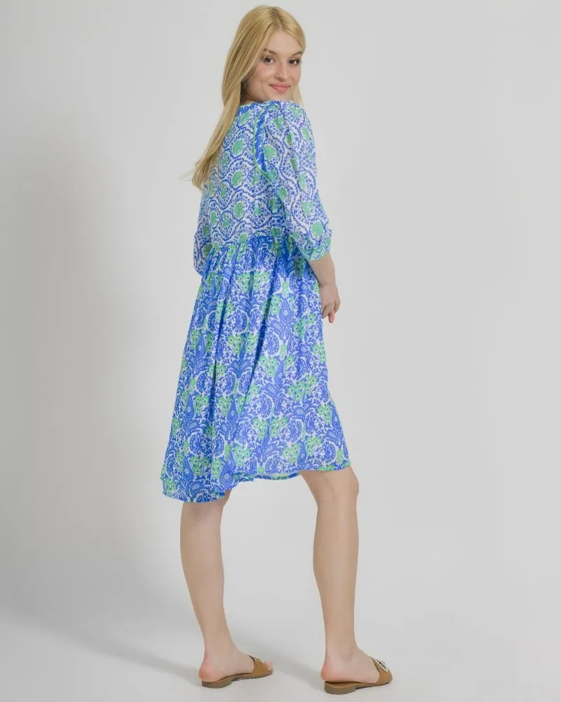 ΦΟΡΕΜΑ ME 3/4 MANIKI ΠΡΑΣΙΝΟ/ΜΠΛΕ ΜΕ ΣΧΕΔΙΑ ΟΝΕ SIZE (100% COTTON)