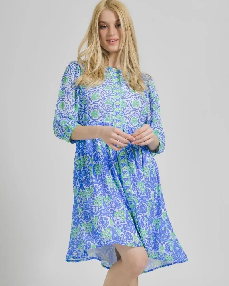 ΦΟΡΕΜΑ ME 3/4 MANIKI ΠΡΑΣΙΝΟ/ΜΠΛΕ ΜΕ ΣΧΕΔΙΑ ΟΝΕ SIZE (100% COTTON)