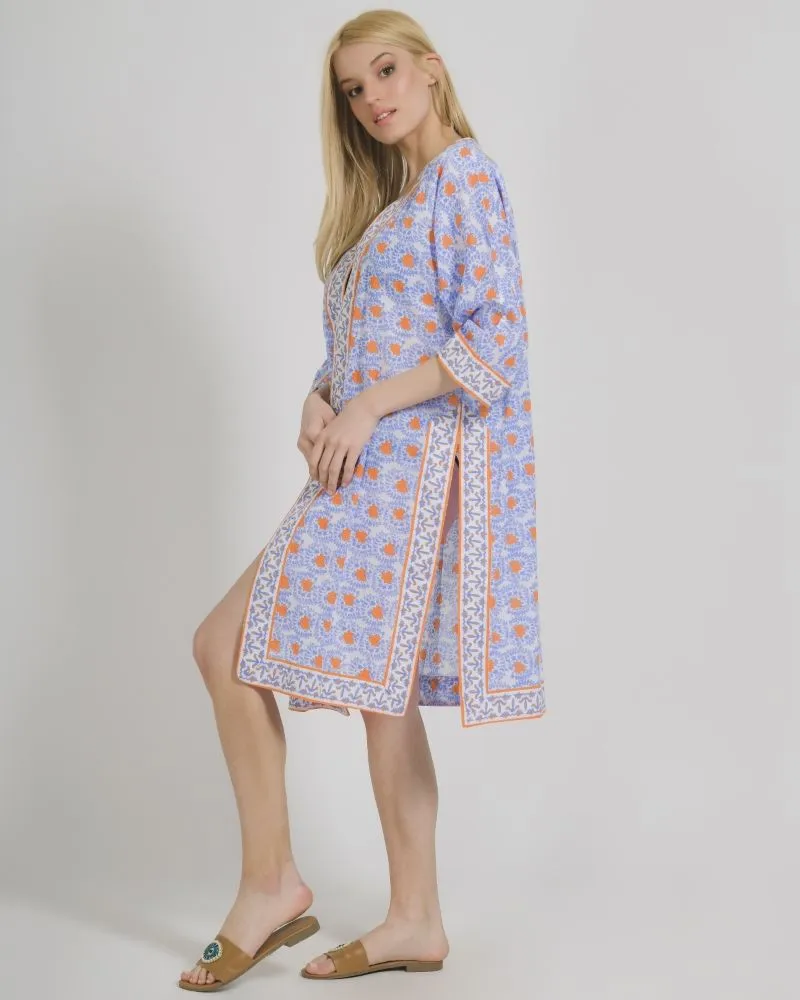 ΚΙΜΟΝΟ ΜΕ ΜΑΚΡΥ ΠΟΡΤΟΚΑΛΙ/ ΜΠΛΕ ΜΕ ΣΧΕΔΙΑ ΟΝΕ SIZE (100% COTTON)