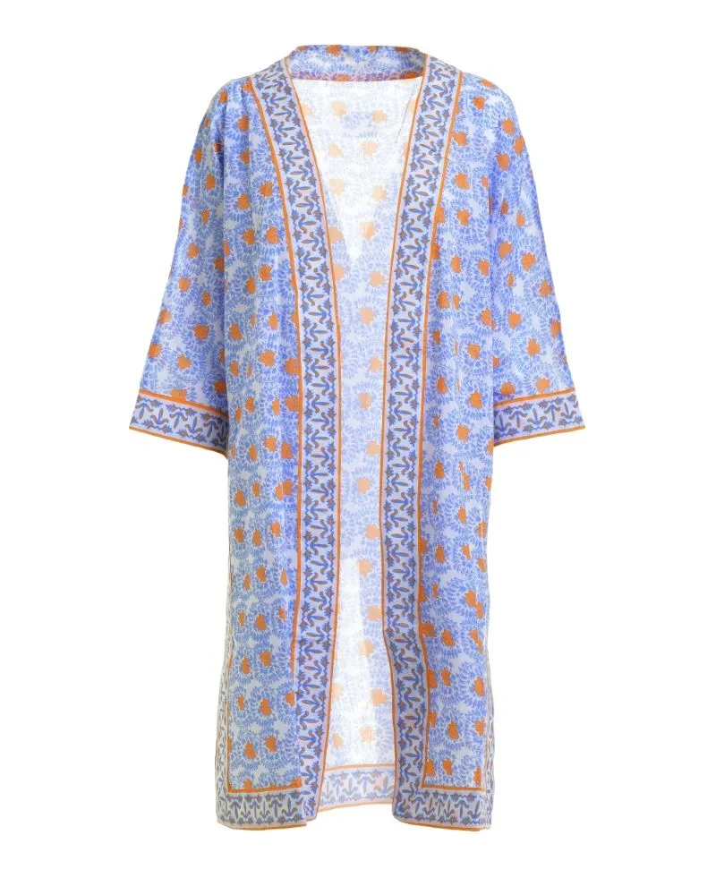 ΚΙΜΟΝΟ ΜΕ ΜΑΚΡΥ ΠΟΡΤΟΚΑΛΙ/ ΜΠΛΕ ΜΕ ΣΧΕΔΙΑ ΟΝΕ SIZE (100% COTTON)