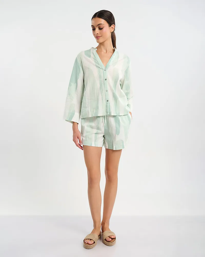 ΚΟΝΤΟΜΑΝΙΚΟ ΠΟΥΚΑΜΙΣΟ ΠΡΆΣΙΝΟ/ΛΕΥΚΌ ONE SIZE ( 30% LINEN 70% COTTON) ΚΟΝΤΟΜΑΝΙΚΟ ΠΟΥΚΑΜΙΣΟ ΠΡΆΣΙΝΟ/ΛΕΥΚΌ ONE SIZE ( 30% LINEN 70% COTTON)