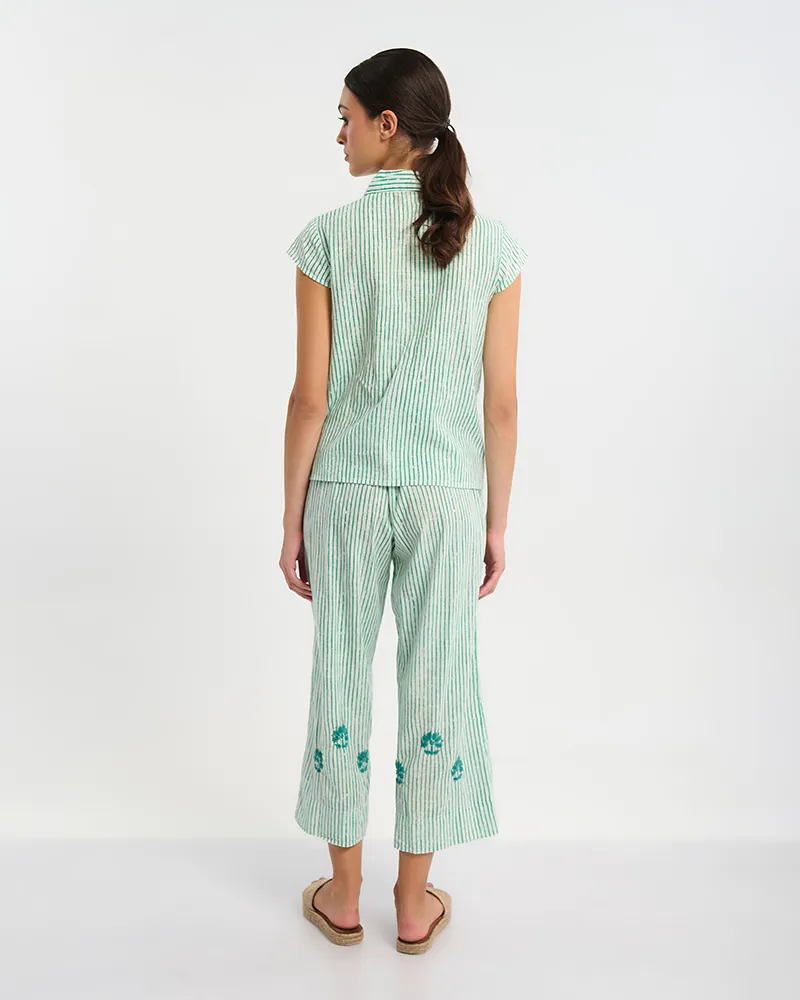 ΤΟΠ ΚΟΝΤΟΜΑΝΙΚΟ ΣΕ ΛΕΥΚΌ ΜΕ ΠΡΑΣΙΝΕΣ ΡΙΓΕΣ ONE SIZE ( 100% COTTON)