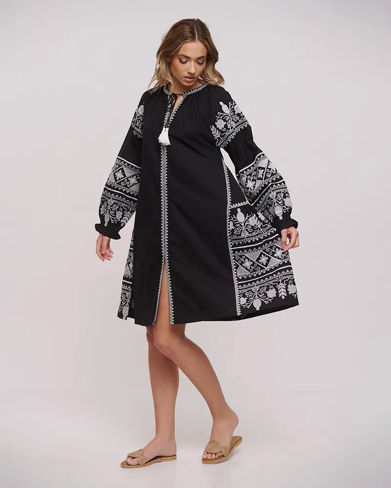 ΦΟΡΕΜΑ/ΚΑΦΤΑΝΙ ΣΕ ΜΑΥΡΟ ΧΡΩΜΑ ΜΕ ΛΕΥΚΑ ΚΕΝΤΗΜΑΤΑ ONE SIZE (100% COTTON)