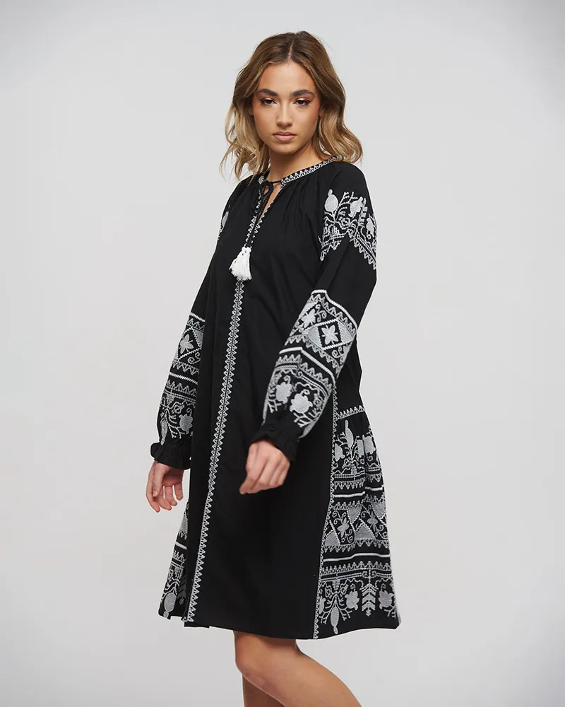 ΦΟΡΕΜΑ/ΚΑΦΤΑΝΙ ΣΕ ΜΑΥΡΟ ΧΡΩΜΑ ΜΕ ΛΕΥΚΑ ΚΕΝΤΗΜΑΤΑ ONE SIZE (100% COTTON)