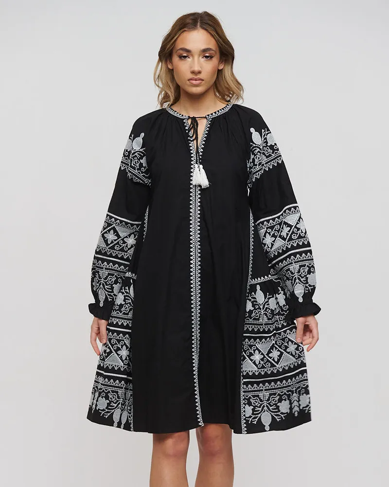 ΦΟΡΕΜΑ/ΚΑΦΤΑΝΙ ΣΕ ΜΑΥΡΟ ΧΡΩΜΑ ΜΕ ΛΕΥΚΑ ΚΕΝΤΗΜΑΤΑ ONE SIZE (100% COTTON)