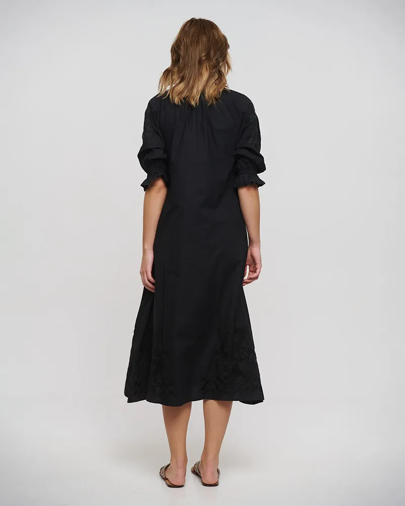 ΦΟΡΕΜΑ/ΚΑΦΤΑΝΙ ΜΑΚΡΥ ΣΕ ΜΑΥΡΟ ΧΡΩΜΑ ΜΕ ΜΑΥΡΑ ΚΕΝΤΗΜΑΤΑ ONE SIZE (100% COTTON)