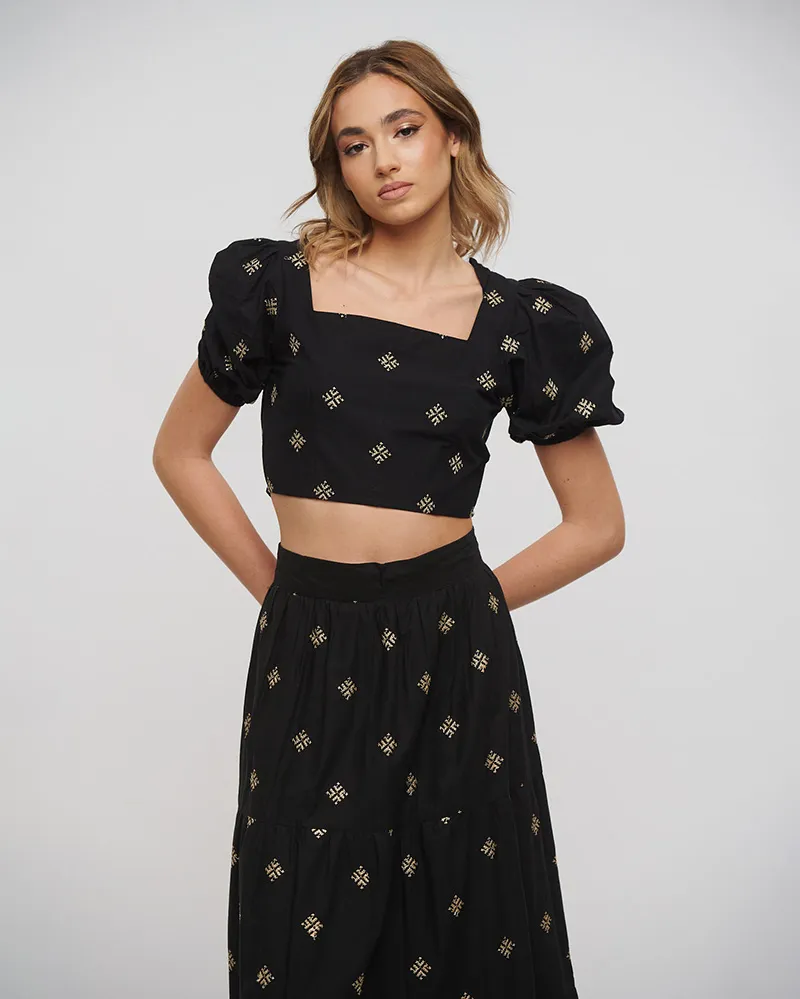 S/2 ΤΟΠ ΚΑΙ ΦΟΥΣΤΑ ΣΕ ΜΑΥΡΟ ΧΡΩΜΑ ΜΕ ΧΡΥΣΑ ΚΕΝΤΗΜΑΤΑ ONE SIZE (100% COTTON) S/2 ΤΟΠ ΚΑΙ ΦΟΥΣΤΑ ΣΕ ΜΑΥΡΟ ΧΡΩΜΑ ΜΕ ΧΡΥΣΑ ΚΕΝΤΗΜΑΤΑ ONE SIZE (100% COTTON)