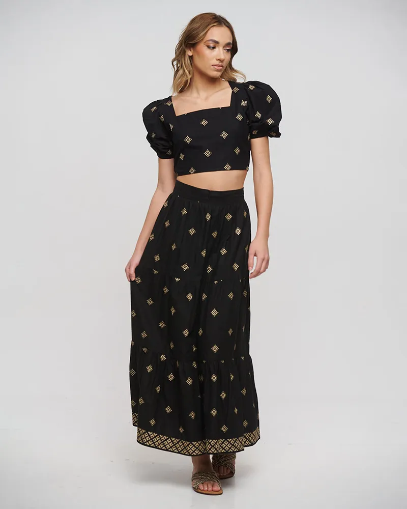 S/2 ΤΟΠ ΚΑΙ ΦΟΥΣΤΑ ΣΕ ΜΑΥΡΟ ΧΡΩΜΑ ΜΕ ΧΡΥΣΑ ΚΕΝΤΗΜΑΤΑ ONE SIZE (100% COTTON) S/2 ΤΟΠ ΚΑΙ ΦΟΥΣΤΑ ΣΕ ΜΑΥΡΟ ΧΡΩΜΑ ΜΕ ΧΡΥΣΑ ΚΕΝΤΗΜΑΤΑ ONE SIZE (100% COTTON)