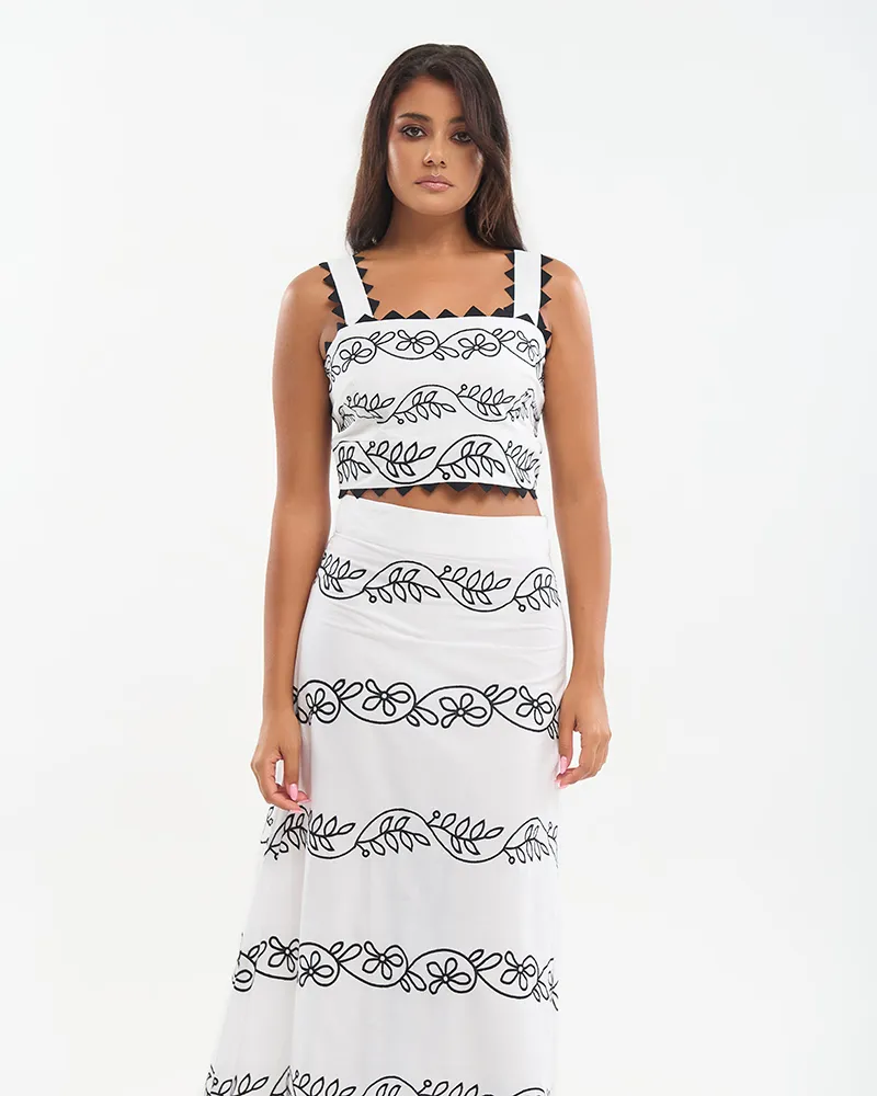 S/2 ΤΟΠ ΚΟΝΤΟ ΑΜΑΝΙΚΟ ΚΑΙ ΦΟΥΣΤΑ ΜΑΚΡΙΑ ΛΕΥΚΟ ΜΕ ΜΑΥΡΑ ΚΕΝΤΗΜΑΤΑ ONE SIZE (100% COTTON) S/2 ΤΟΠ ΚΟΝΤΟ ΑΜΑΝΙΚΟ ΚΑΙ ΦΟΥΣΤΑ ΜΑΚΡΙΑ ΛΕΥΚΟ ΜΕ ΜΑΥΡΑ ΚΕΝΤΗΜΑΤΑ ONE SIZE (100% COTTON)