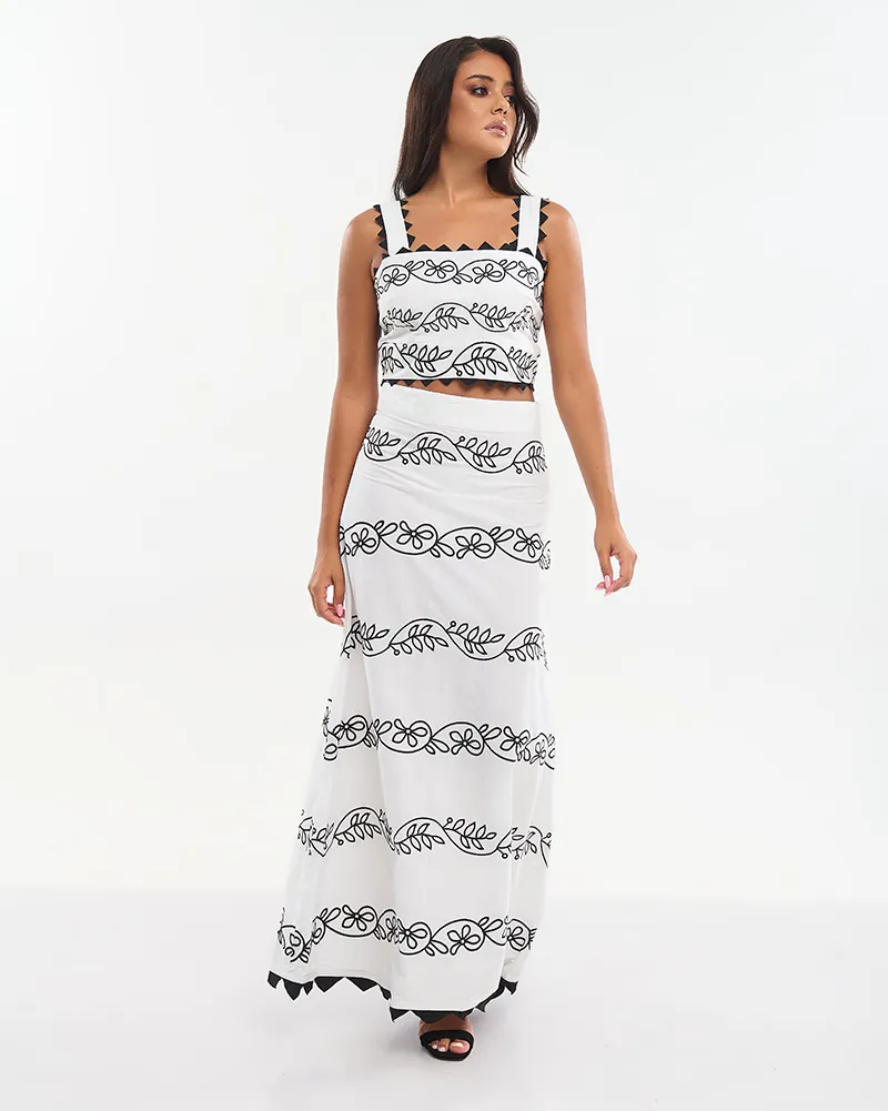 S/2 ΤΟΠ ΚΟΝΤΟ ΑΜΑΝΙΚΟ ΚΑΙ ΦΟΥΣΤΑ ΜΑΚΡΙΑ ΛΕΥΚΟ ΜΕ ΜΑΥΡΑ ΚΕΝΤΗΜΑΤΑ ONE SIZE (100% COTTON) S/2 ΤΟΠ ΚΟΝΤΟ ΑΜΑΝΙΚΟ ΚΑΙ ΦΟΥΣΤΑ ΜΑΚΡΙΑ ΛΕΥΚΟ ΜΕ ΜΑΥΡΑ ΚΕΝΤΗΜΑΤΑ ONE SIZE (100% COTTON)