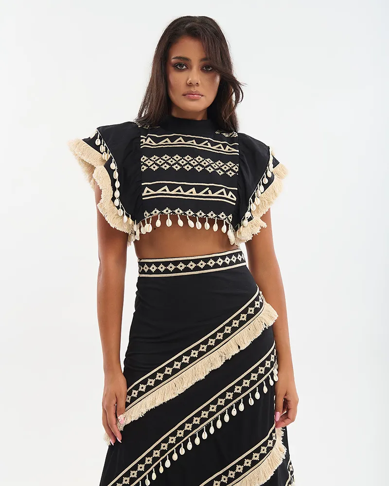 S/2 ΤΟΠ ΚΟΝΤΟ ΑΜΑΝΙΚΟ ΚΑΙ ΦΟΥΣΤΑ ΜΑΚΡΙΑ ΜΑΥΡΟ ΜΕ ΜΠΕΖ ΚΕΝΤΗΜΑΤΑ ONE SIZE (100% COTTON) S/2 ΤΟΠ ΚΟΝΤΟ ΑΜΑΝΙΚΟ ΚΑΙ ΦΟΥΣΤΑ ΜΑΚΡΙΑ ΜΑΥΡΟ ΜΕ ΜΠΕΖ ΚΕΝΤΗΜΑΤΑ ONE SIZE (100% COTTON)