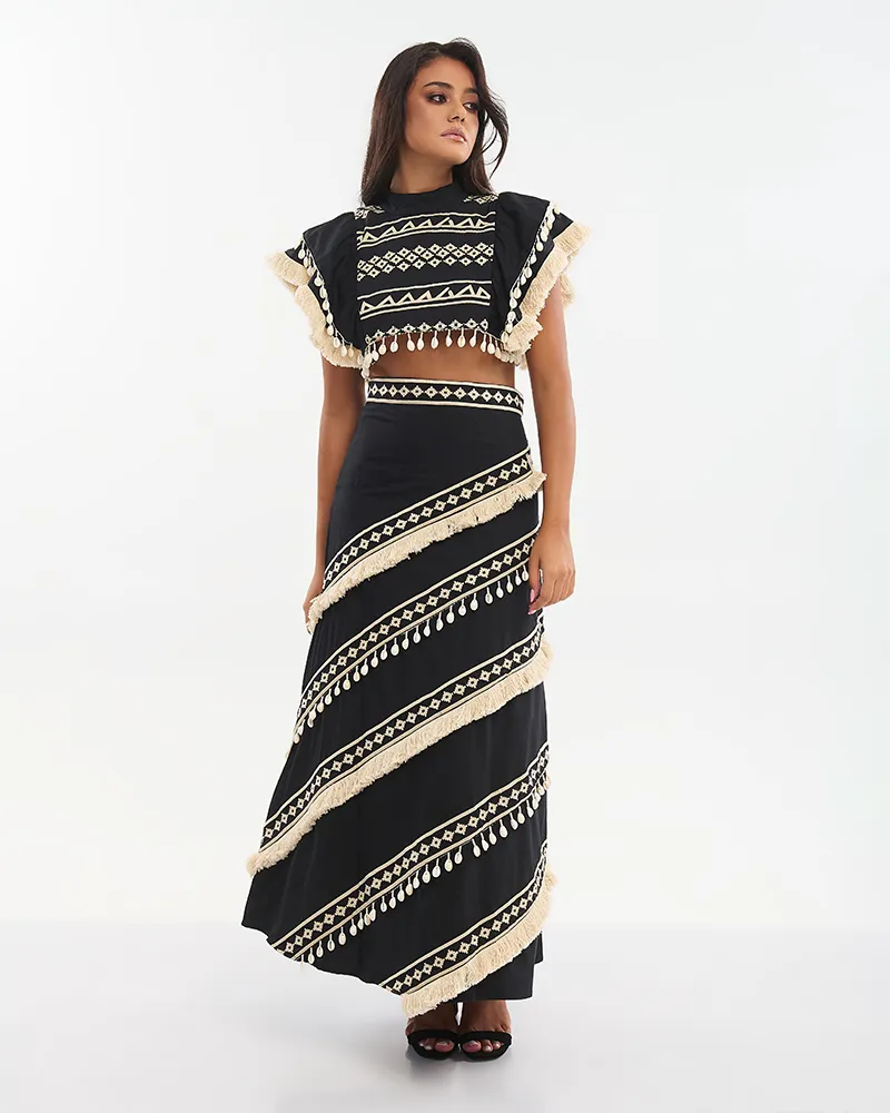 S/2 ΤΟΠ ΚΟΝΤΟ ΑΜΑΝΙΚΟ ΚΑΙ ΦΟΥΣΤΑ ΜΑΚΡΙΑ ΜΑΥΡΟ ΜΕ ΜΠΕΖ ΚΕΝΤΗΜΑΤΑ ONE SIZE (100% COTTON) S/2 ΤΟΠ ΚΟΝΤΟ ΑΜΑΝΙΚΟ ΚΑΙ ΦΟΥΣΤΑ ΜΑΚΡΙΑ ΜΑΥΡΟ ΜΕ ΜΠΕΖ ΚΕΝΤΗΜΑΤΑ ONE SIZE (100% COTTON)