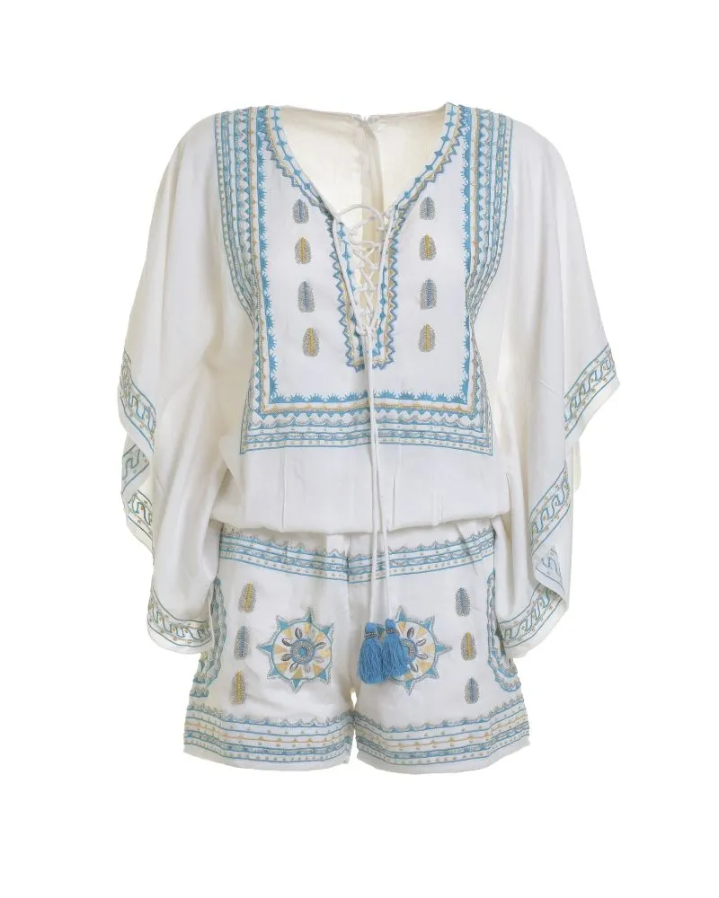 ΟΛΟΣΩΜΗ ΦΟΡΜΑ ΚΟΝΤΗ ΣΕ ΛΕΥΚΟ ΧΡΩΜΑ ΜΕ ΚΕΝΤΗΜΑΤΑ ONE SIZE (100% RAYON)