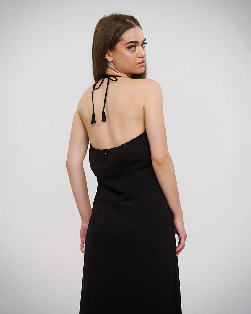 ΦΟΡΕΜΑ ΜΑΚΡΥ ΑΜΑΝΙΚΟ ΜΑΥΡΟ ΜΕ ΧΡΥΣΕΣ ΧΑΝΤΡΕΣ ONE SIZE (POLYGEORGET)