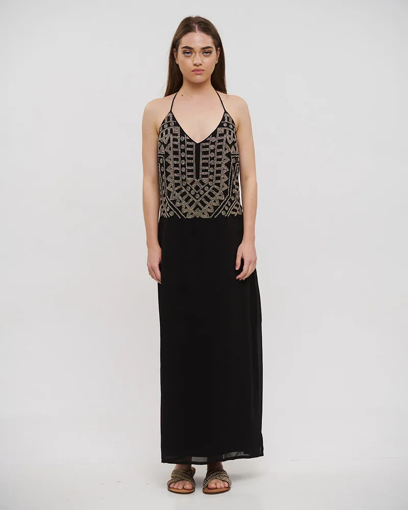 ΦΟΡΕΜΑ ΜΑΚΡΥ ΑΜΑΝΙΚΟ ΜΑΥΡΟ ΜΕ ΧΡΥΣΕΣ ΧΑΝΤΡΕΣ ONE SIZE (POLYGEORGET)