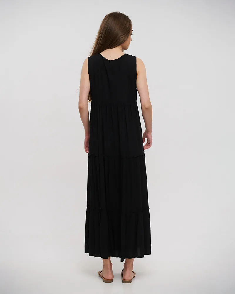 ΦΟΡΕΜΑ ΜΑΚΡΥ ΑΜΑΝΙΚΟ ΜΑΥΡΟ ΜΕ ΓΑΛΑΖΙΕΣ ΛΕΠΤΟΜΕΡΕΙΕΣ ONE SIZE (100%RAYON)