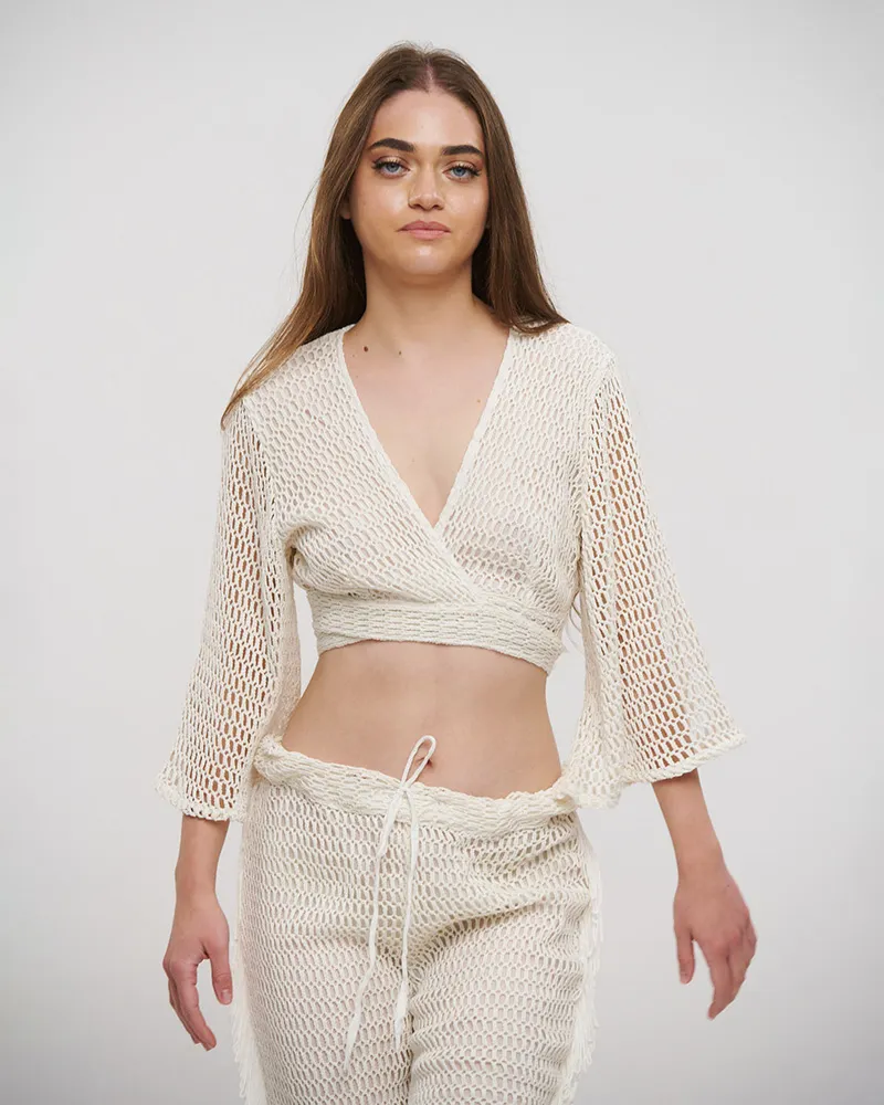 S/2 ΤΟΠ ΔΕΤΟ ΚΑΙ ΠΑΝΤΕΛΟΝΑ ΛΕΥΚΟ ONE SIZE (100% COTTON)