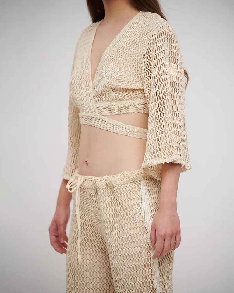 S/2 ΤΟΠ ΔΕΤΟ ΚΑΙ ΠΑΝΤΕΛΟΝΑ ΜΠΕΖ ONE SIZE (100% COTTON)