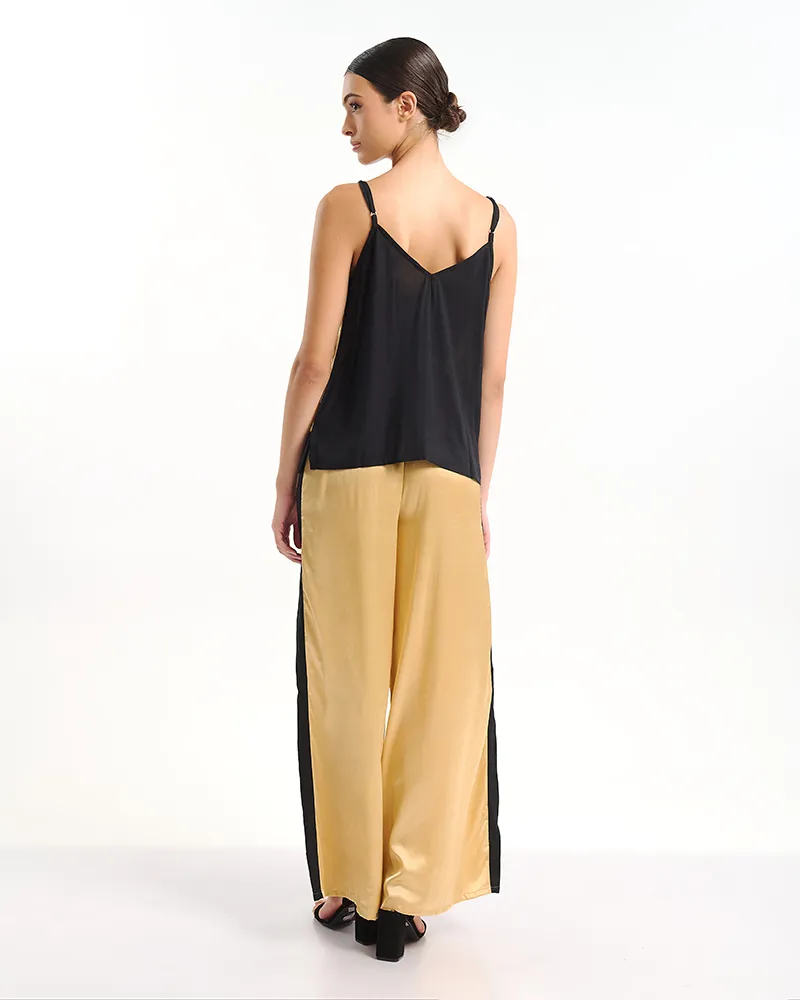 S/2 ΤΟΠ ΑΜΑΝΙΚΟ ΚΑΙ ΠΑΝΤΕΛΟΝΑ ΜΑΥΡΟ/ΧΡΥΣΟ ONE SIZE (100% VISCOSE)