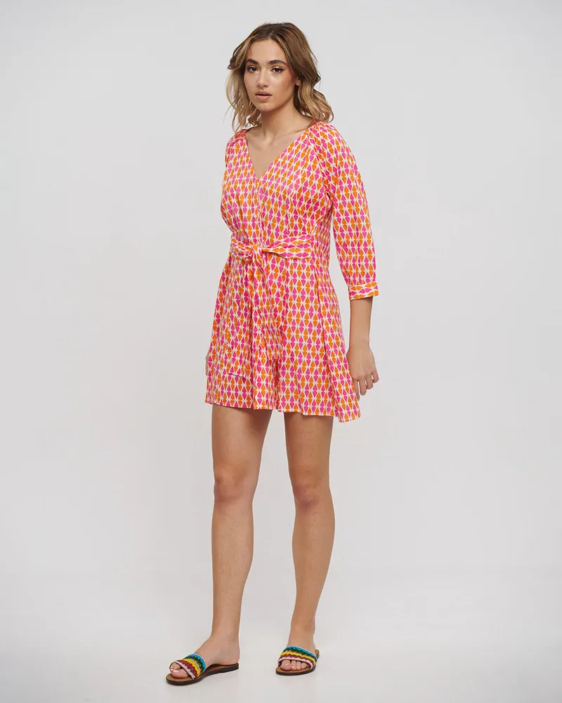 ΦΟΡΕΜΑ ΚΟΝΤΟ ΜΕ ΚΟΝΤΟ ΜΑΝΙΚΙ ΣΕ ΡΟΖ/ ΠΟΡΤΟΚΑΛΙ ΧΡΩΜΑ ONE SIZE (100% COTTON)