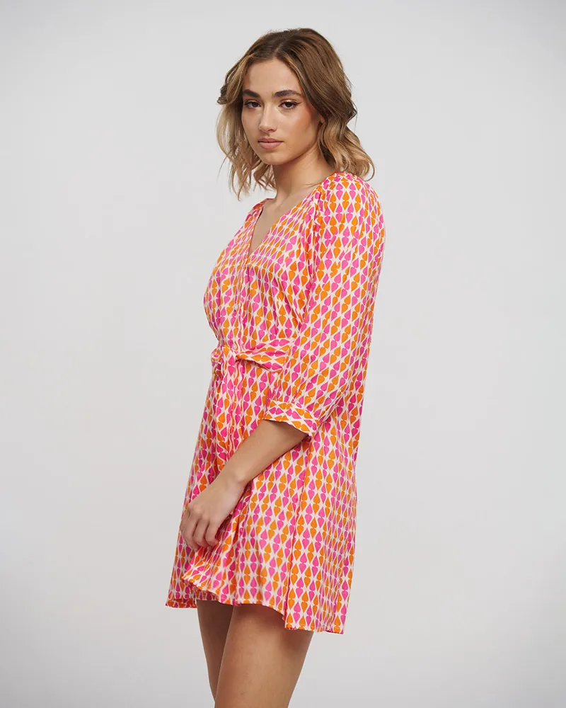 ΦΟΡΕΜΑ ΚΟΝΤΟ ΜΕ ΚΟΝΤΟ ΜΑΝΙΚΙ ΣΕ ΡΟΖ/ ΠΟΡΤΟΚΑΛΙ ΧΡΩΜΑ ONE SIZE (100% COTTON)